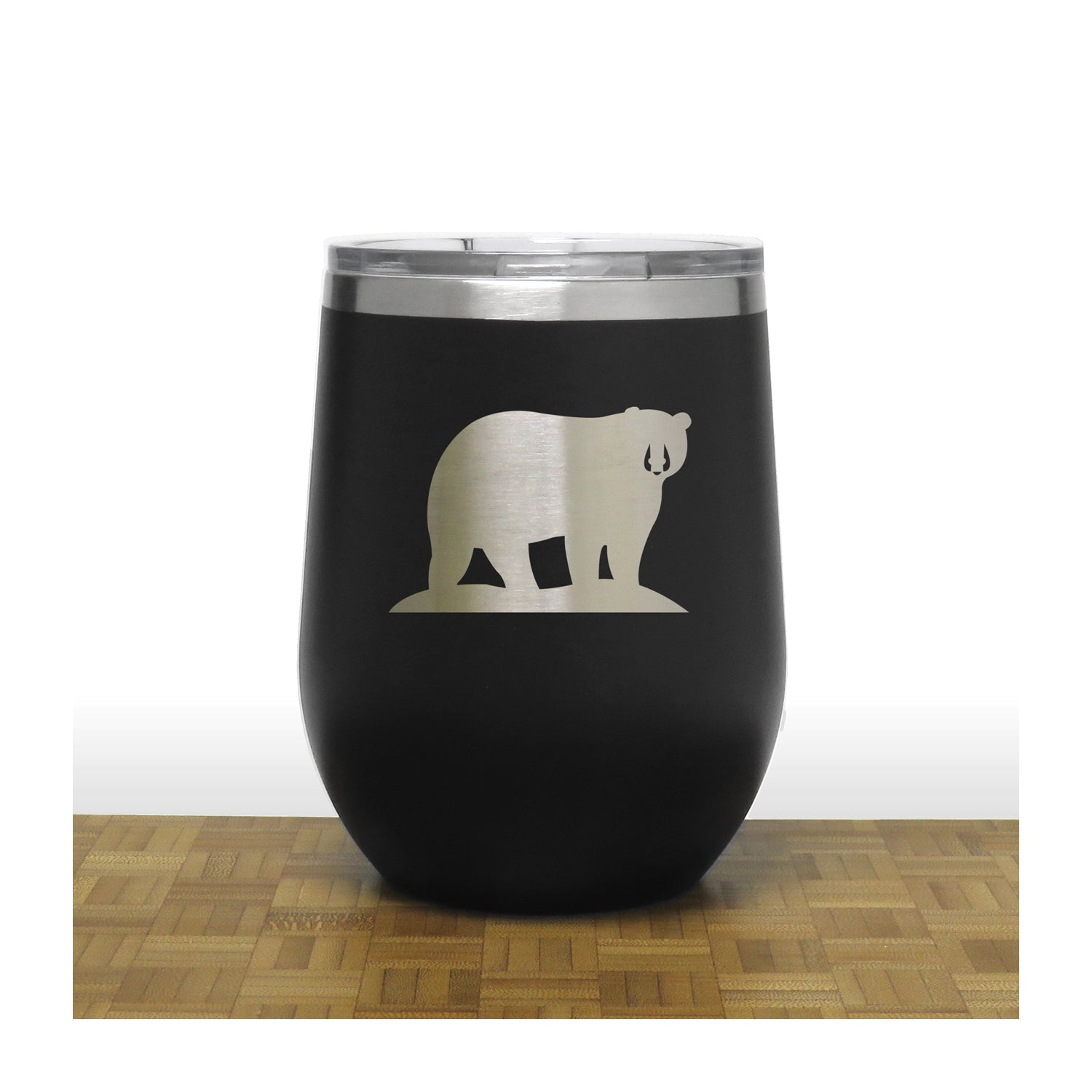 Black - Bear PC 12oz STEMLESS WINE - Copyright Hues in Glass
