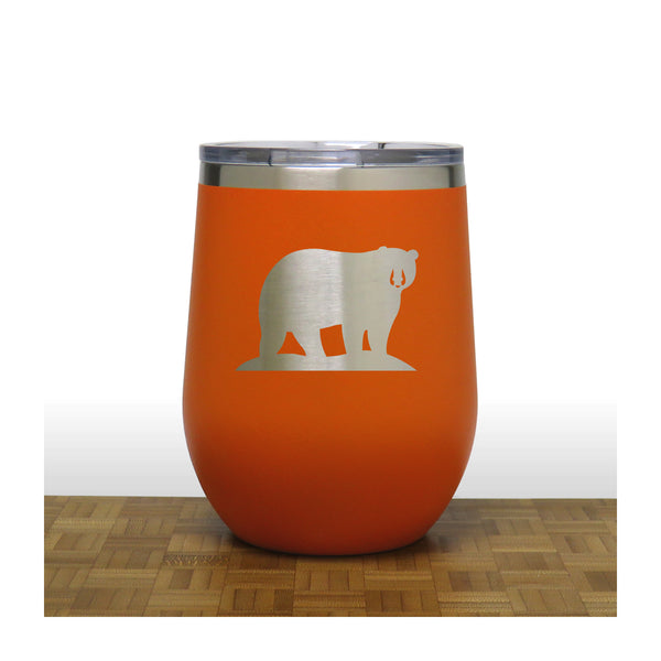 Orange - Bear PC 12oz STEMLESS WINE - Copyright Hues in Glass