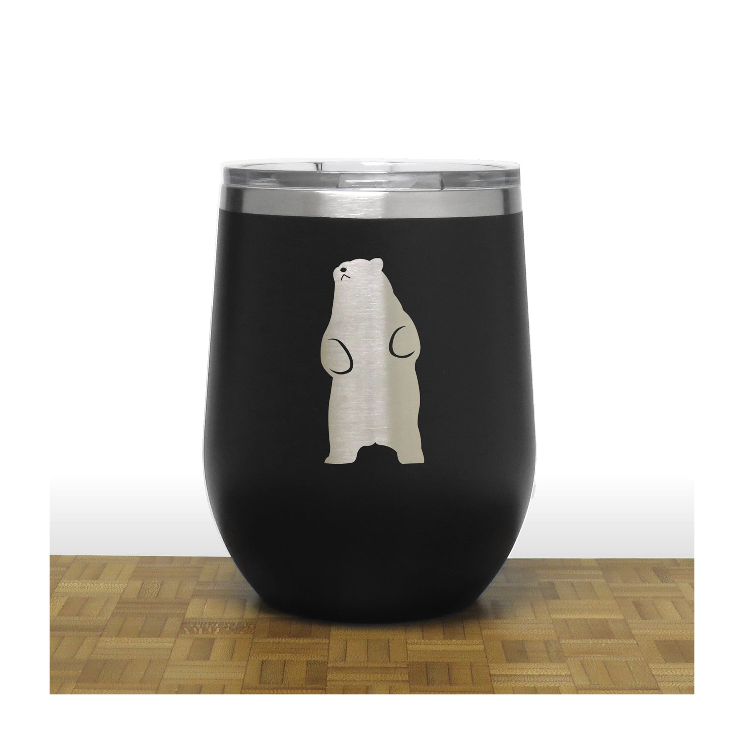 Black - Standing Bear PC 12oz STEMLESS WINE