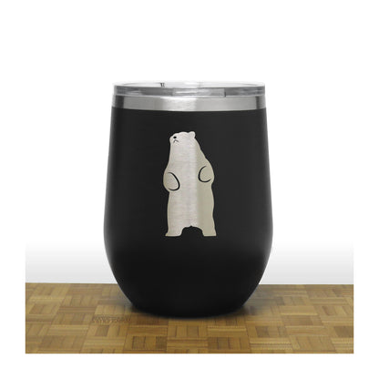 Black - Standing Bear PC 12oz STEMLESS WINE