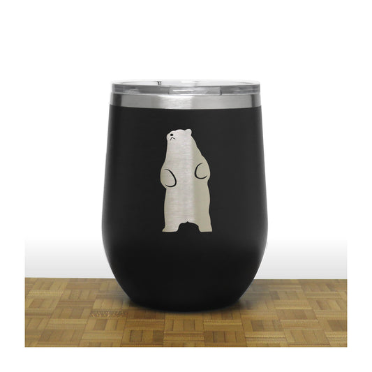 Black - Standing Bear PC 12oz STEMLESS WINE
