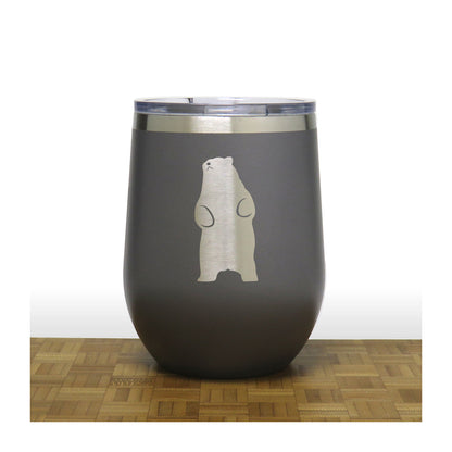 Grey - Standing Bear PC 12oz STEMLESS WINE