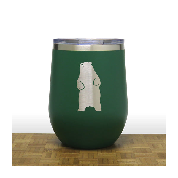 Green - Standing Bear PC 12oz STEMLESS WINE