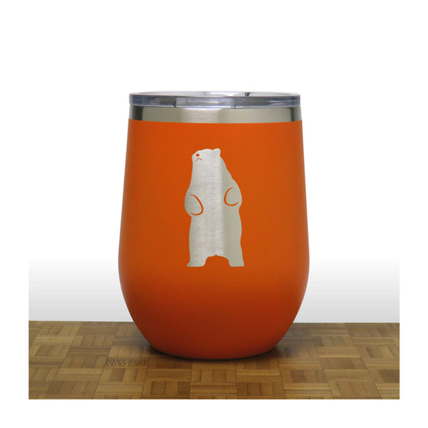 Orange  - Standing Bear PC 12oz STEMLESS WINE