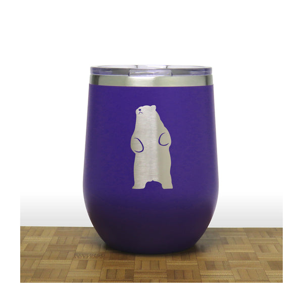 Purple  - Standing Bear PC 12oz STEMLESS WINE