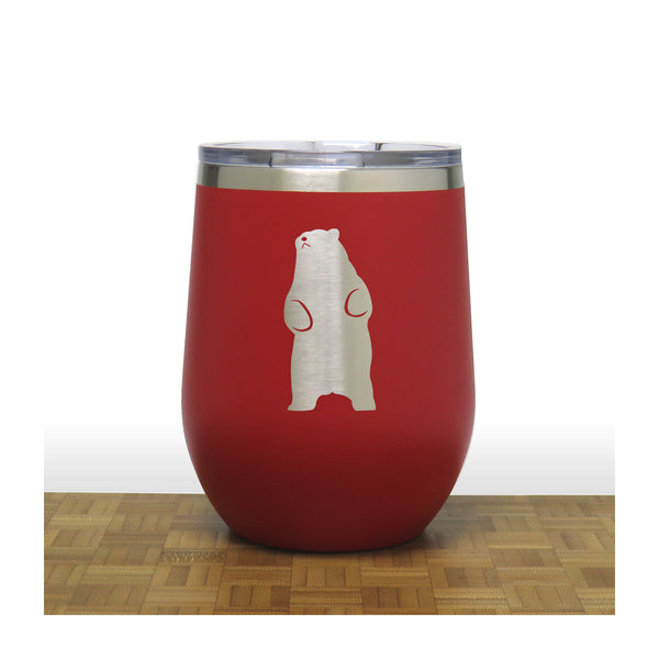 Red - Standing Bear PC 12oz STEMLESS WINE