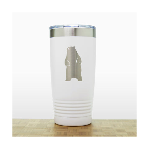 White - Bear_Stand - 20 oz Insulated Tumbler - Copyright Hues in Glass