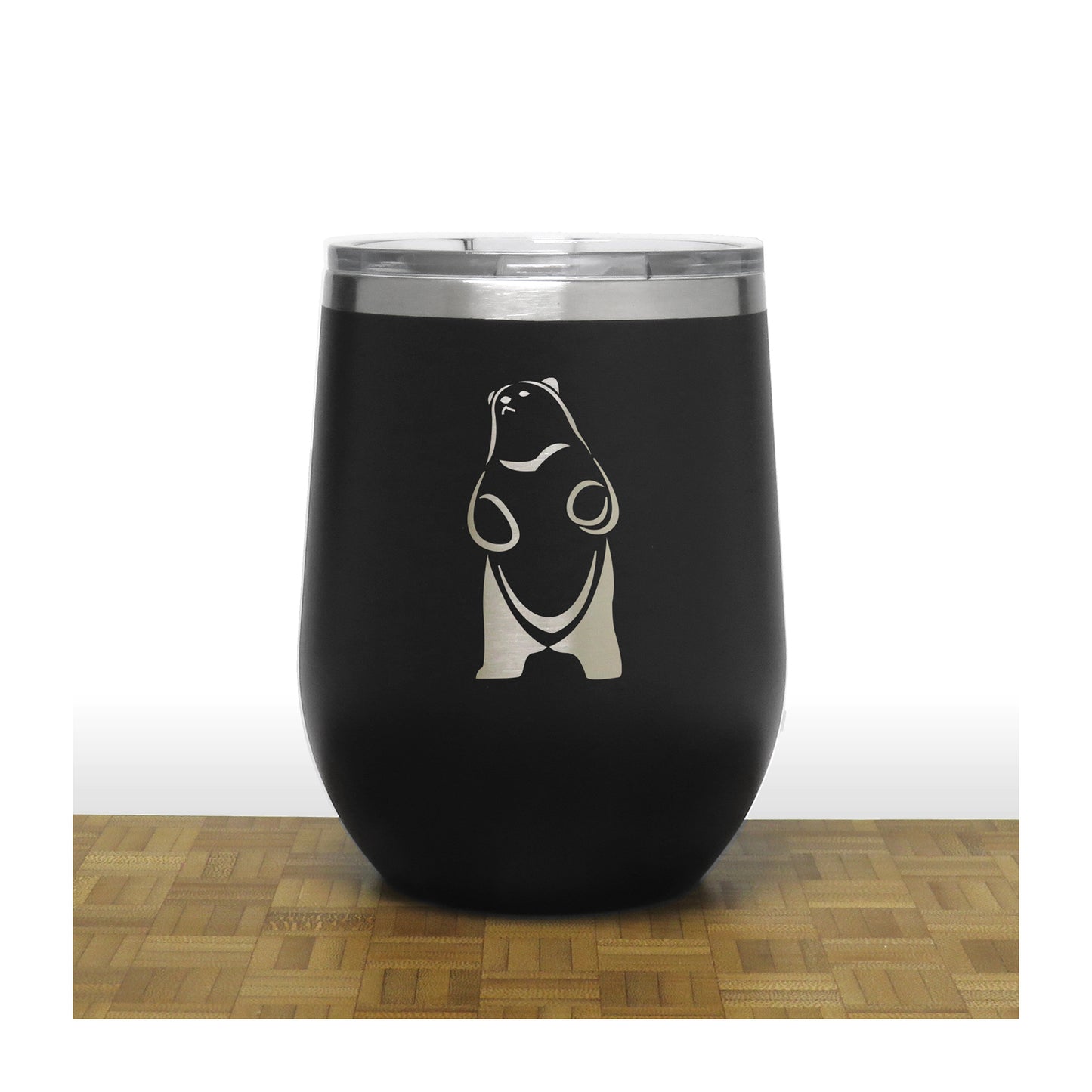 Black - Standing Bear 4 PC 12oz STEMLESS WINE