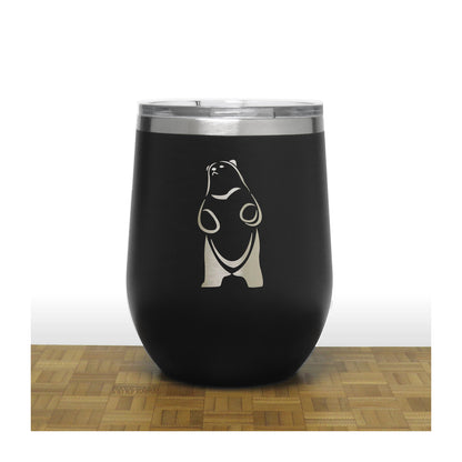 Black - Standing Bear 4 PC 12oz STEMLESS WINE