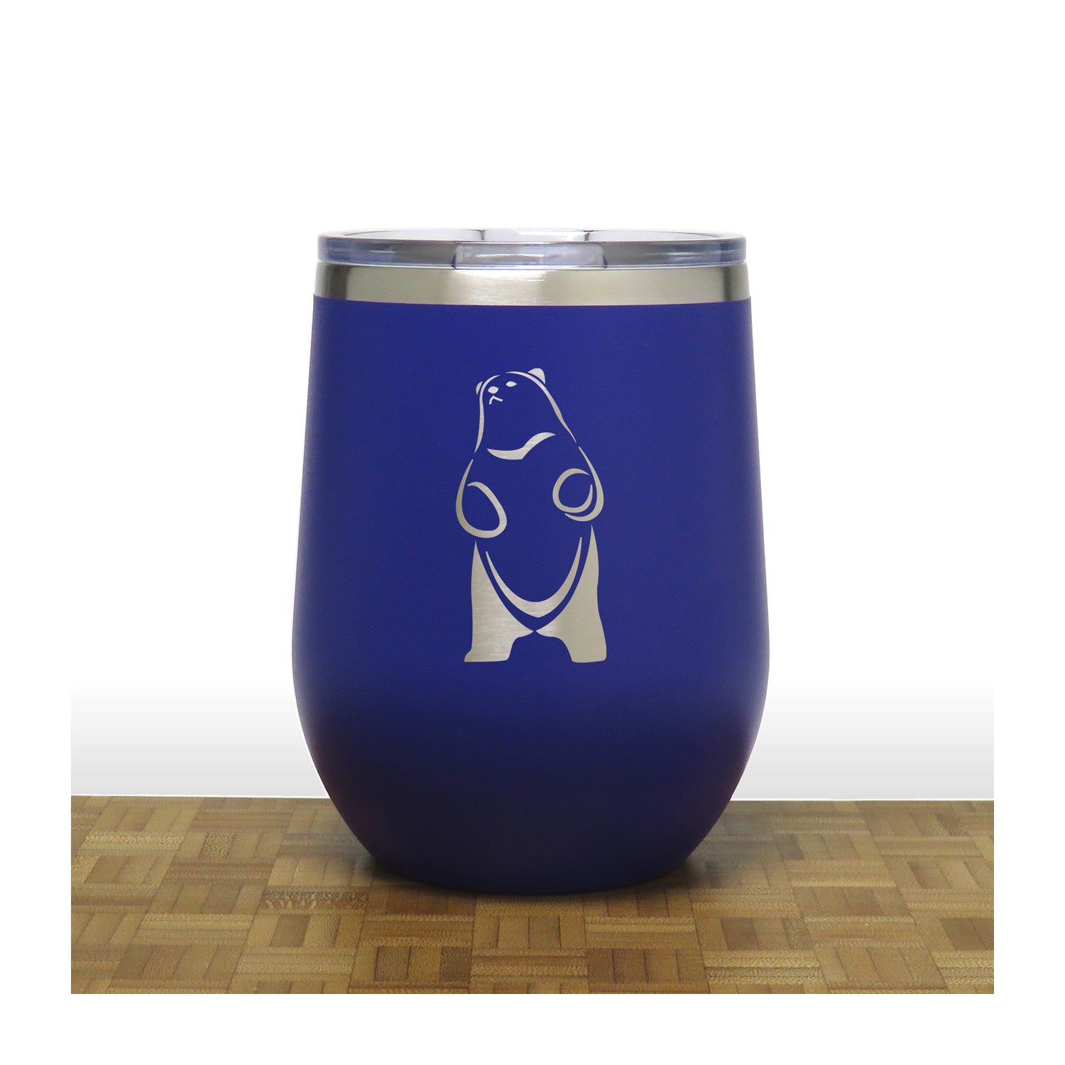 Blue - Standing Bear 4 PC 12oz STEMLESS WINE