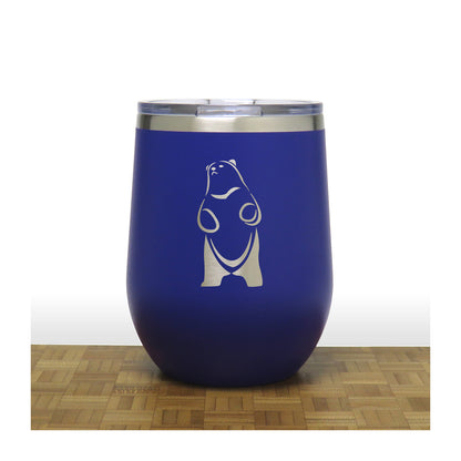 Blue - Standing Bear 4 PC 12oz STEMLESS WINE