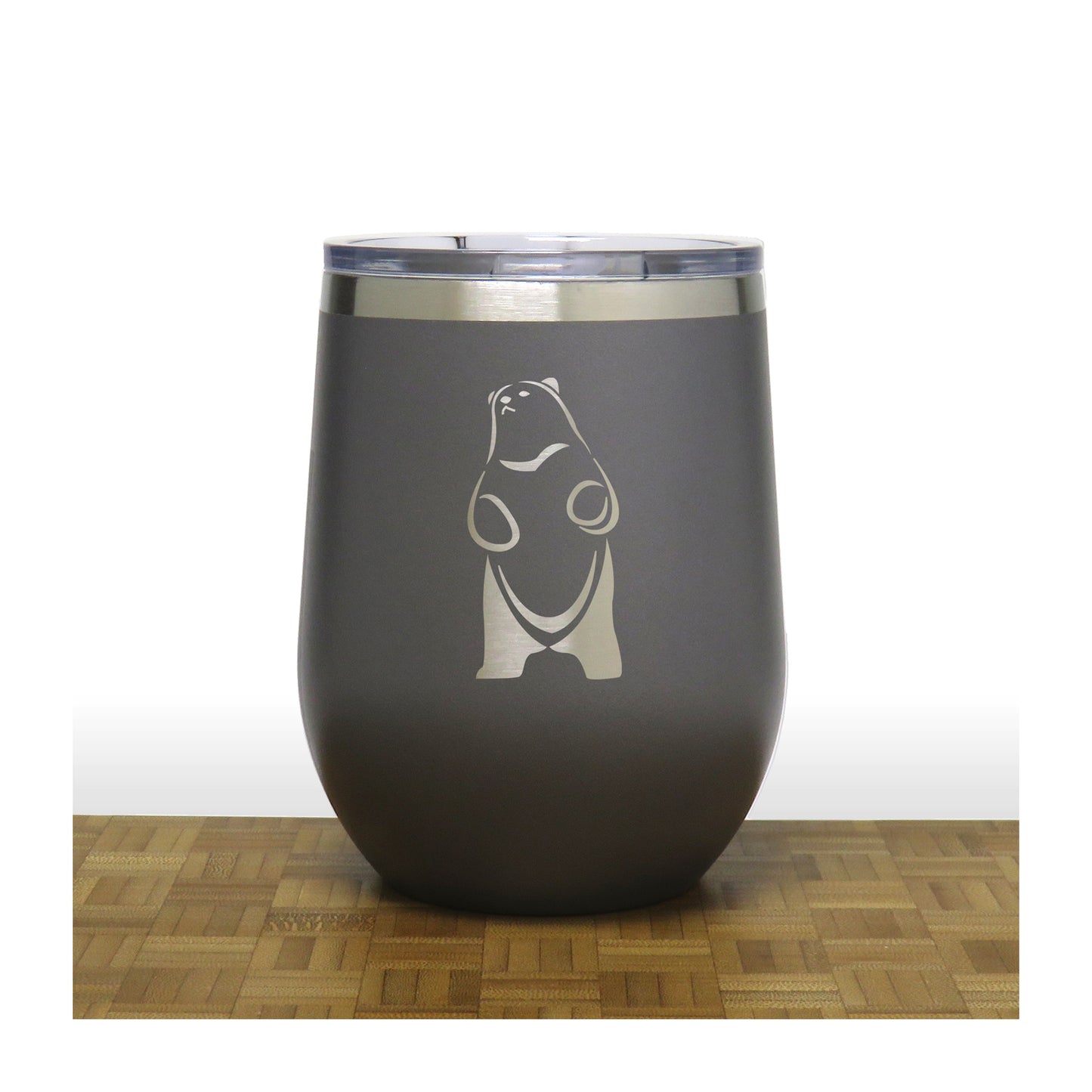Grey - Standing Bear 4 PC 12oz STEMLESS WINE