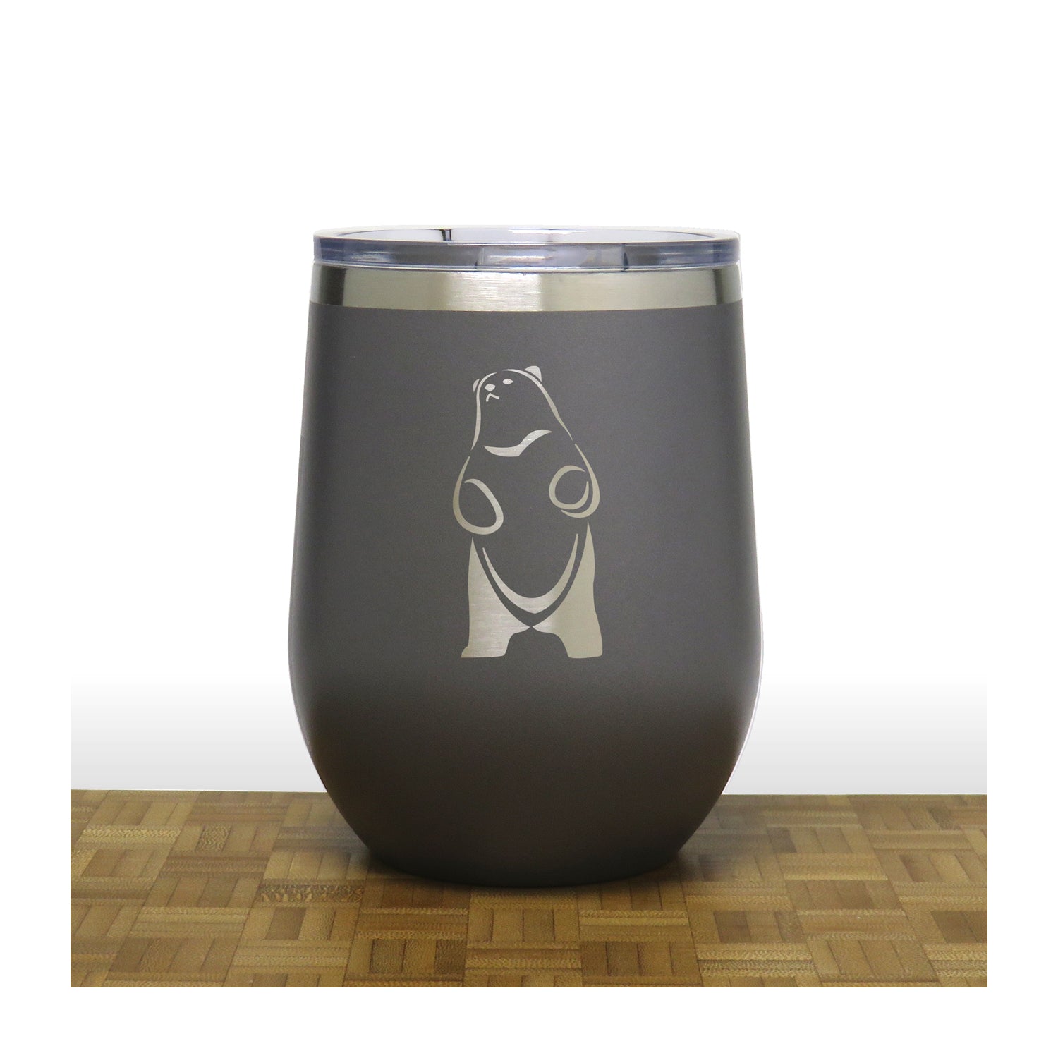 Grey - Standing Bear 4 PC 12oz STEMLESS WINE