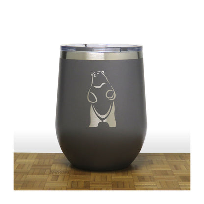 Grey - Standing Bear 4 PC 12oz STEMLESS WINE