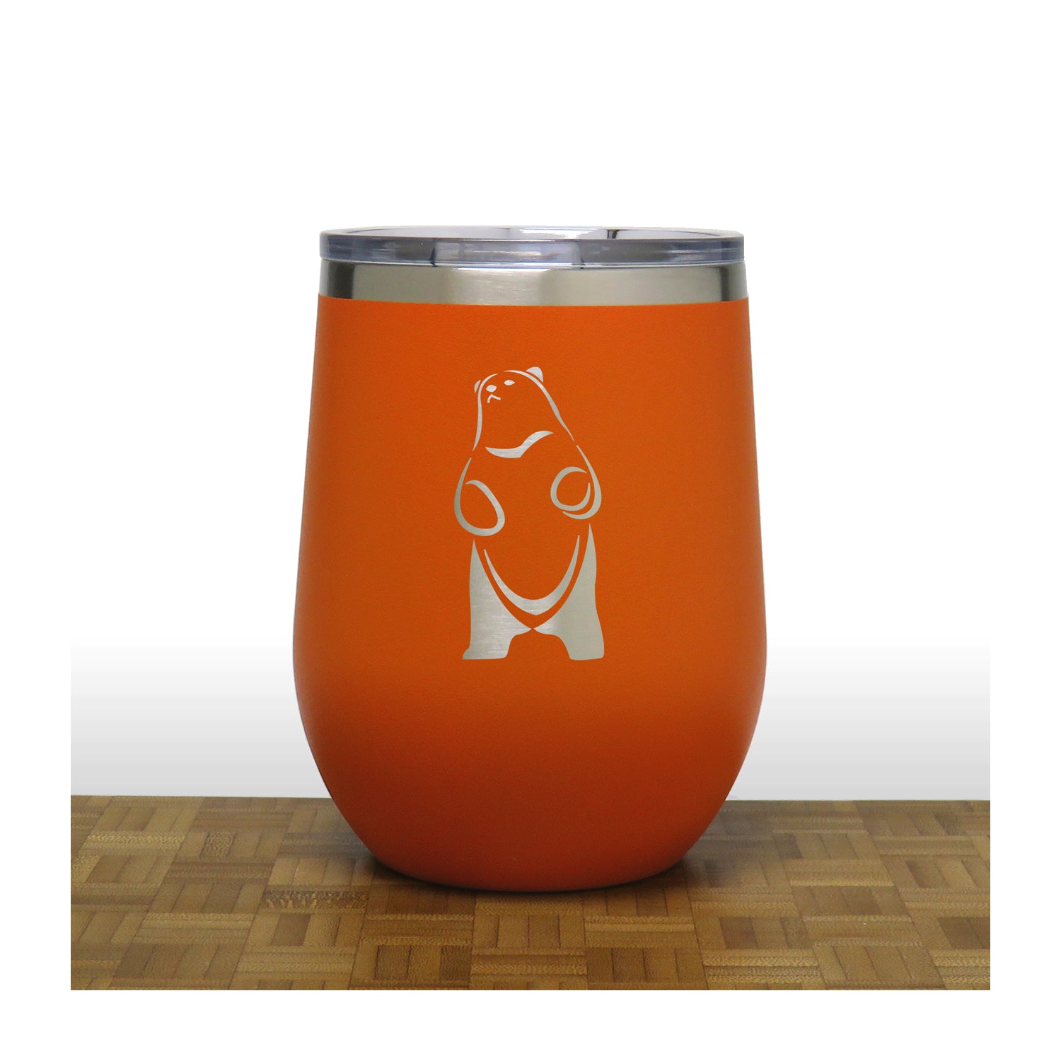Orange - Standing Bear 4 PC 12oz STEMLESS WINE