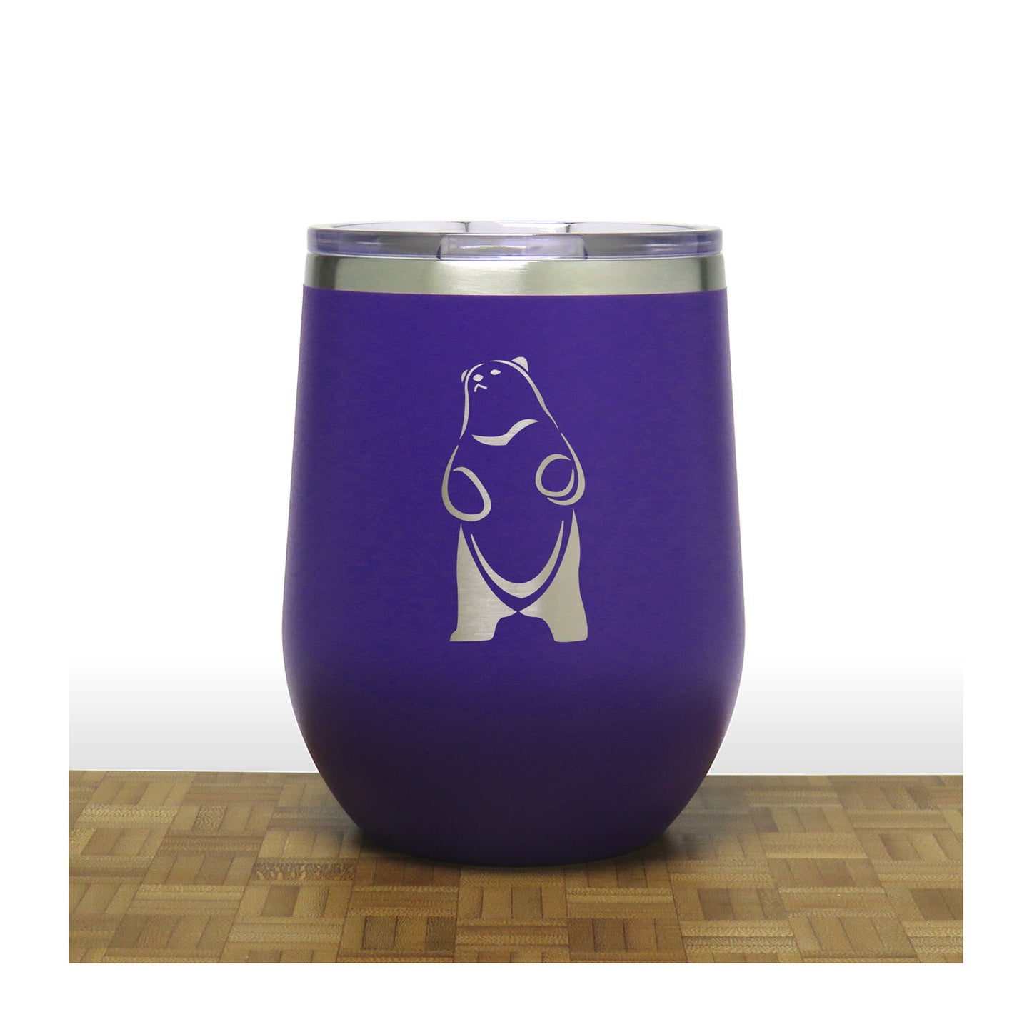 Purple - Standing Bear 4 PC 12oz STEMLESS WINE