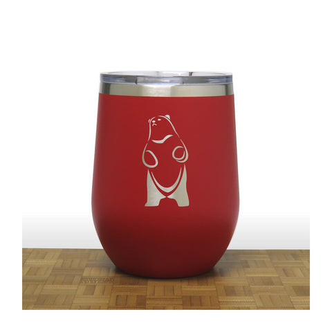 Red - Standing Bear 4 PC 12oz STEMLESS WINE