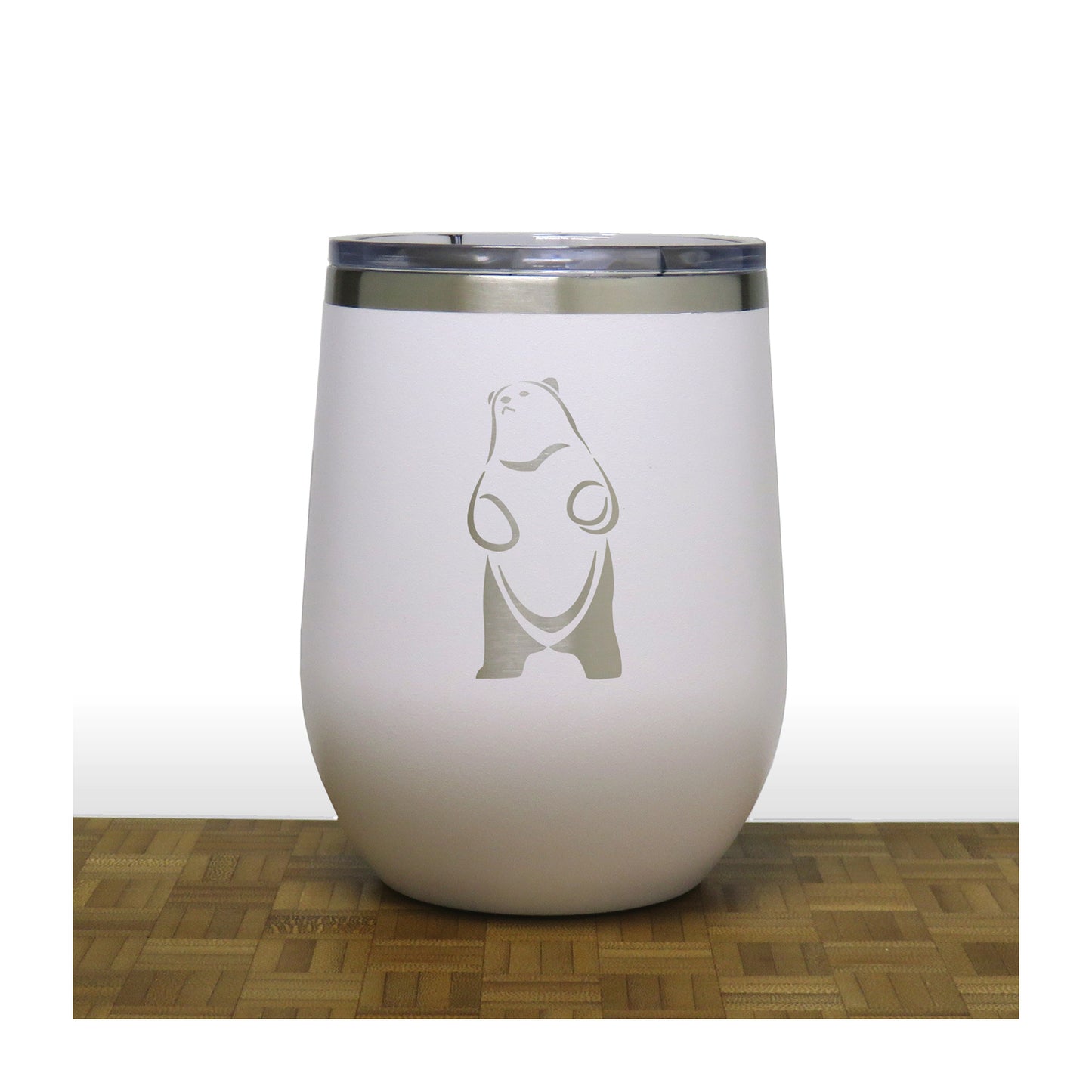 White - Standing Bear 4 PC 12oz STEMLESS WINE