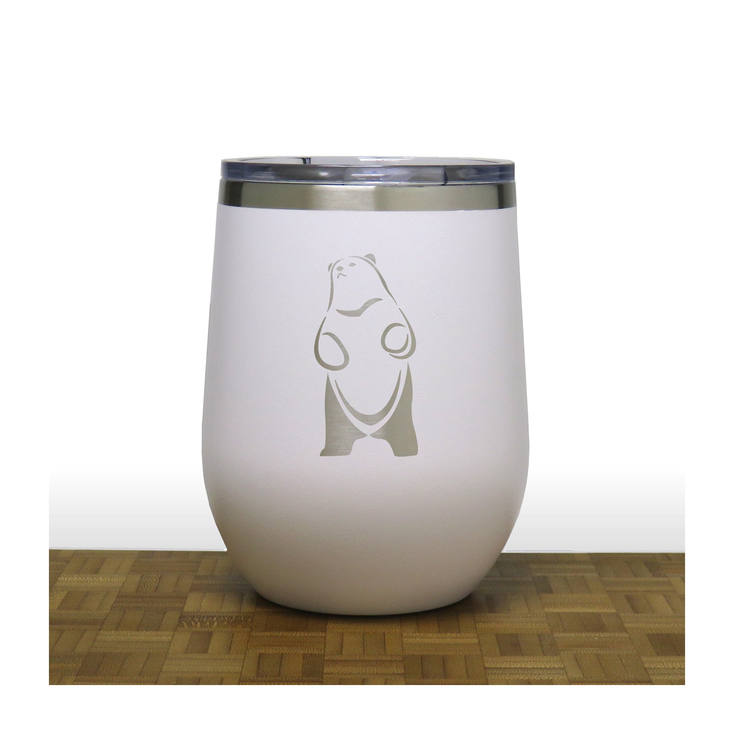 White - Standing Bear 4 PC 12oz STEMLESS WINE