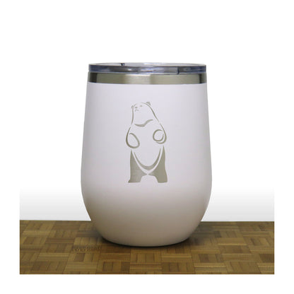 White - Standing Bear 4 PC 12oz STEMLESS WINE