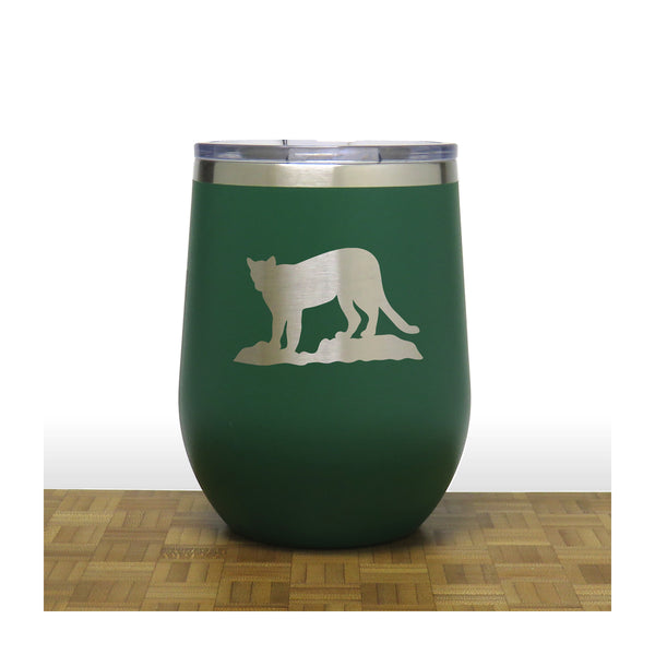 Green - Cougar PC 12oz STEMLESS WINE