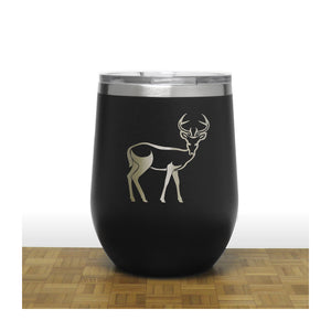 Black  - Deer Doe PC 12oz STEMLESS WINE - Copyright Hues in Glass