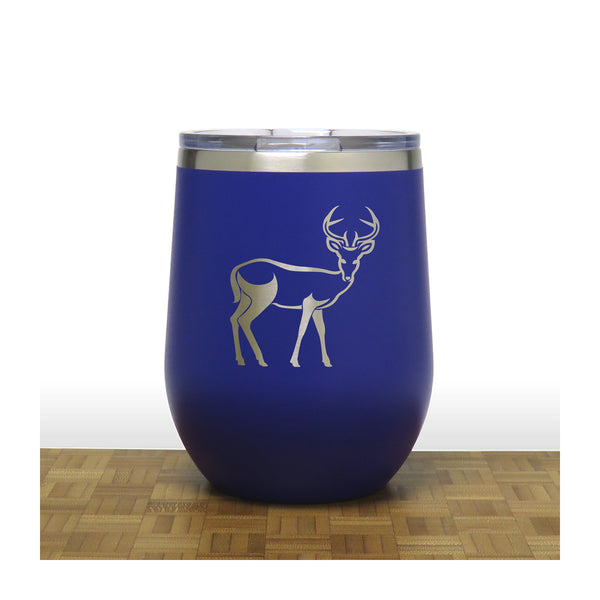 Blue  - Deer Doe PC 12oz STEMLESS WINE - Copyright Hues in Glass