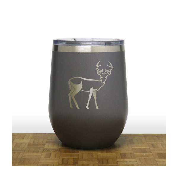 Grey - Deer Doe PC 12oz STEMLESS WINE - Copyright Hues in Glass