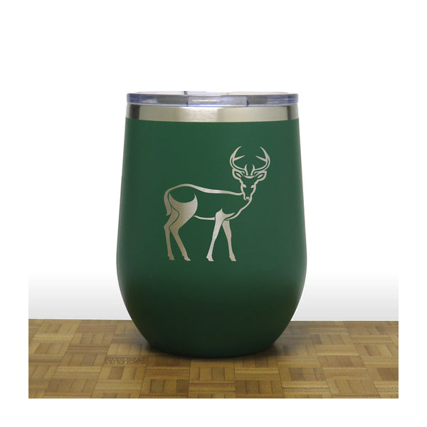 Green -  Deer Doe PC 12oz STEMLESS WINE - Copyright Hues in Glass