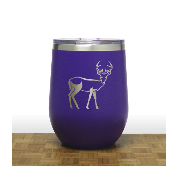 Purple - Deer Doe PC 12oz STEMLESS WINE - Copyright Hues in Glass