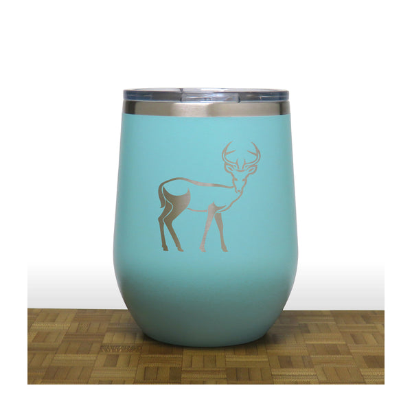 Teal -  Deer Doe PC 12oz STEMLESS WINE - Copyright Hues in Glass