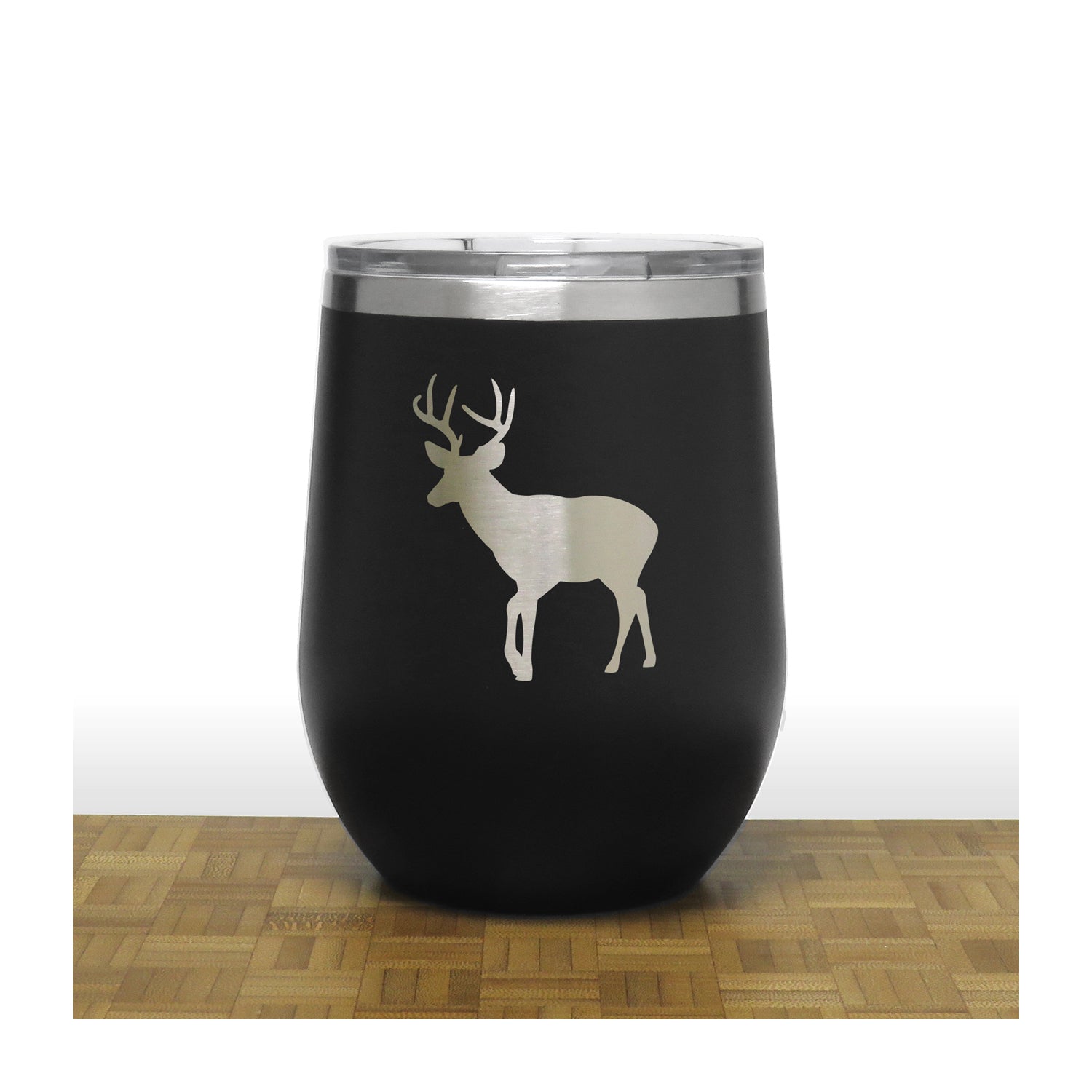 Black - Deer 6  - PC 12oz STEMLESS WINE