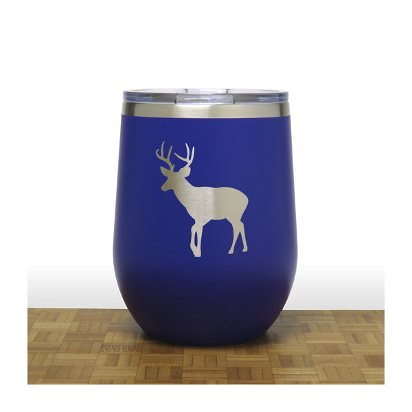 Blue - Deer 6  - PC 12oz STEMLESS WINE