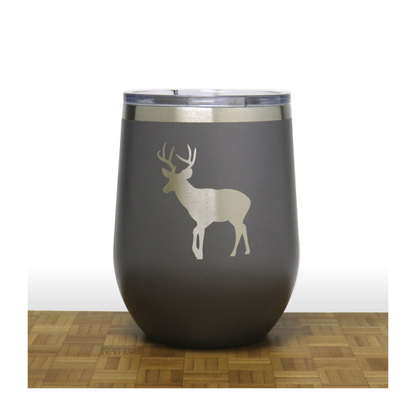 Grey - Deer 6  - PC 12oz STEMLESS WINE