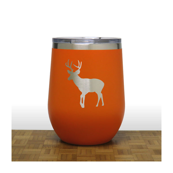Orange - Deer 6  - PC 12oz STEMLESS WINE