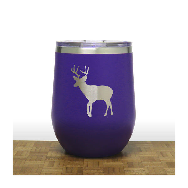Purple - Deer 6  - PC 12oz STEMLESS WINE
