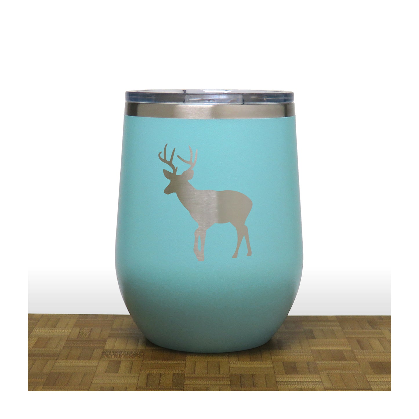 Teal - Deer 6  - PC 12oz STEMLESS WINE