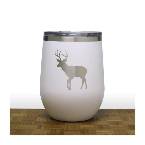 White - Deer 6  - PC 12oz STEMLESS WINE