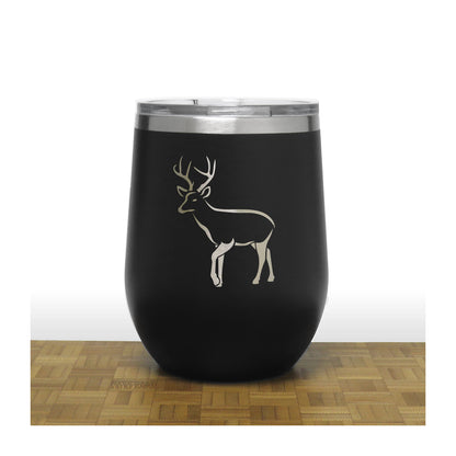 Black Deer Design 7 - PC 12oz STEMLESS WINE - Copyright Hues in Glass