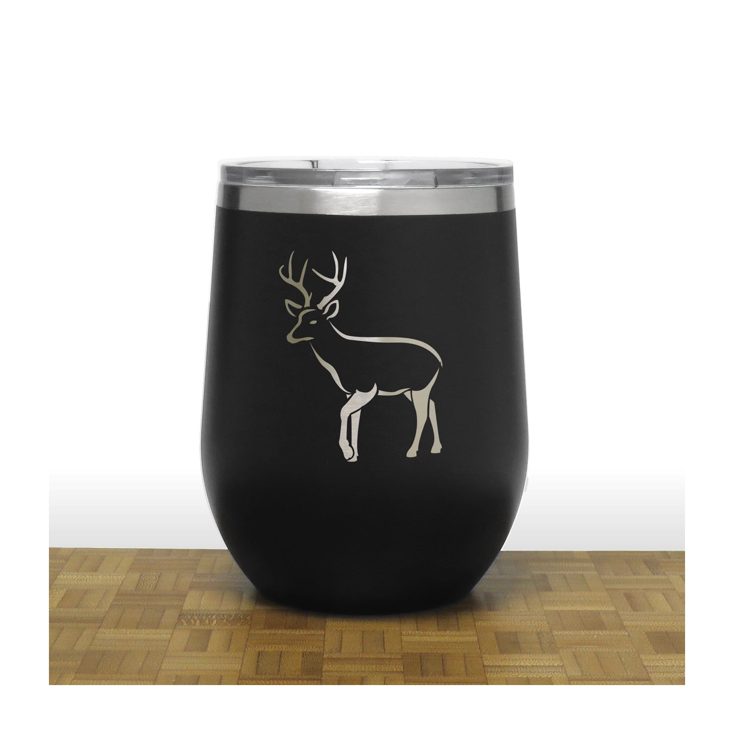 Black Deer Design 7 - PC 12oz STEMLESS WINE - Copyright Hues in Glass