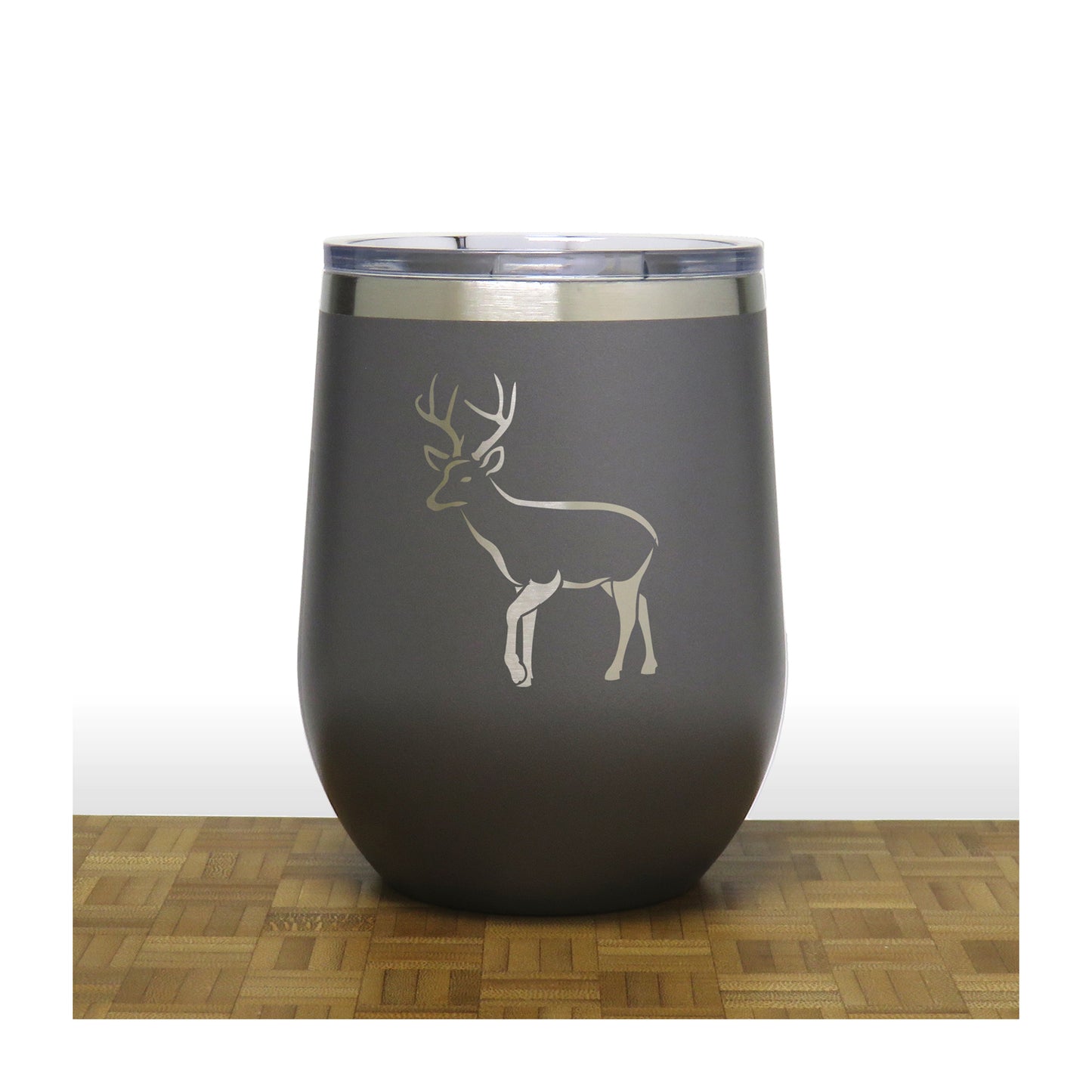 Grey Deer Design 7 - PC 12oz STEMLESS WINE - Copyright Hues in Glass
