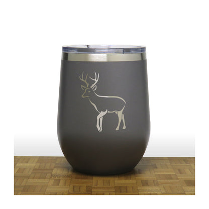 Grey Deer Design 7 - PC 12oz STEMLESS WINE - Copyright Hues in Glass
