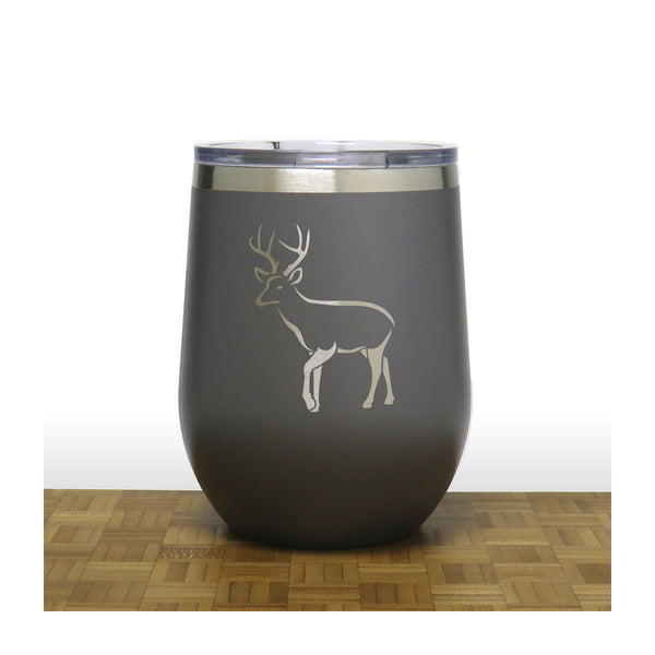 Grey Deer Design 7 - PC 12oz STEMLESS WINE - Copyright Hues in Glass