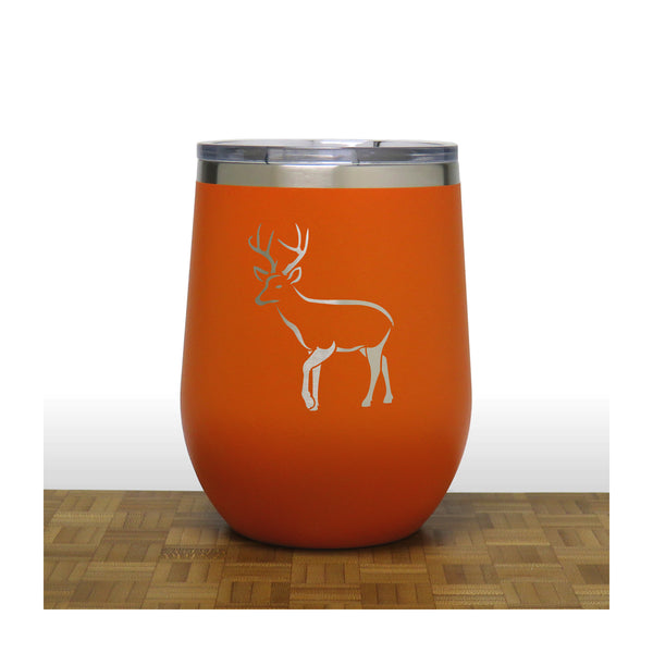 Orange Deer Design 7 - PC 12oz STEMLESS WINE - Copyright Hues in Glass