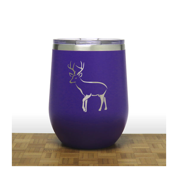 Purple Deer Design 7 - PC 12oz STEMLESS WINE - Copyright Hues in Glass