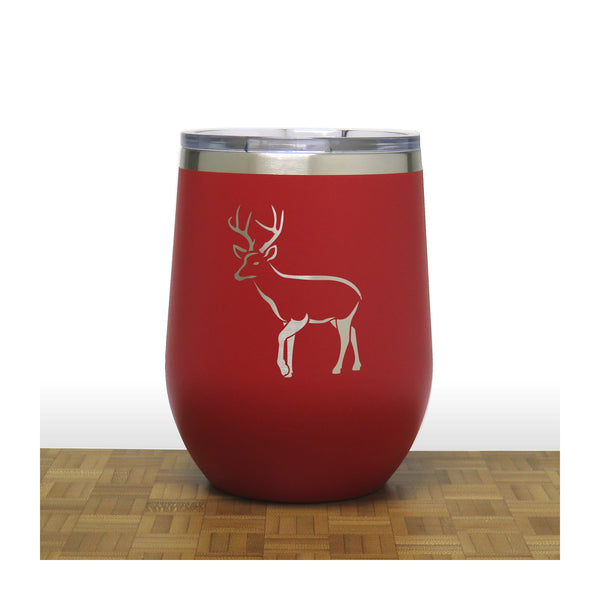 Red Deer Design 7 - PC 12oz STEMLESS WINE - Copyright Hues in Glass