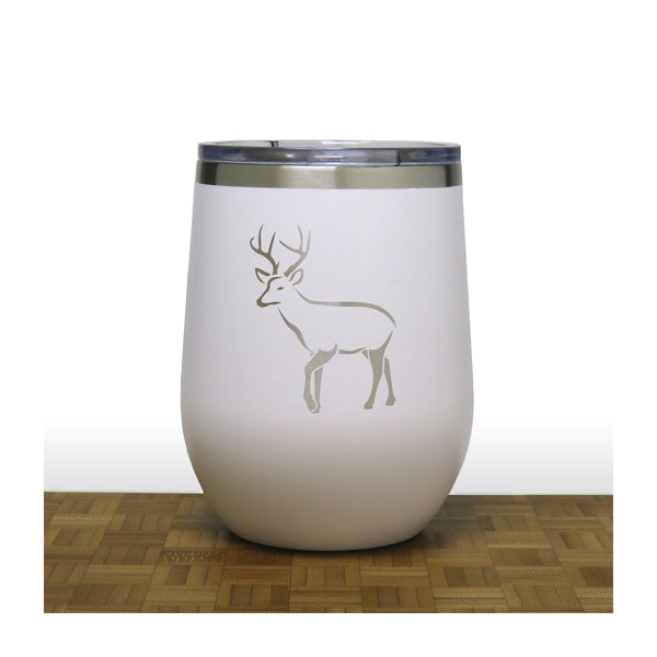 White Deer Design 7 - PC 12oz STEMLESS WINE - Copyright Hues in Glass