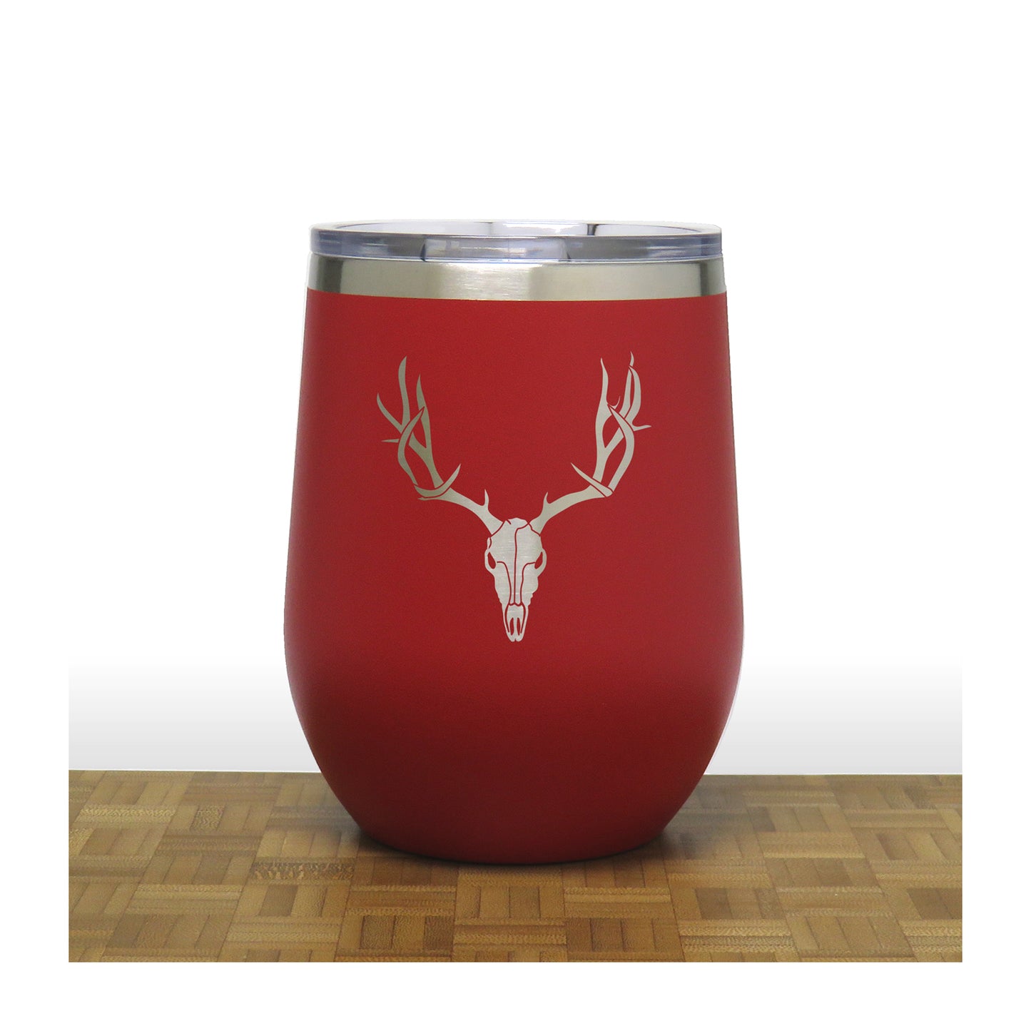Red - Deer Antler and Skull PC 12oz STEMLESS WINE