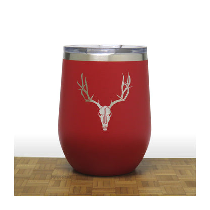Red - Deer Antler and Skull PC 12oz STEMLESS WINE