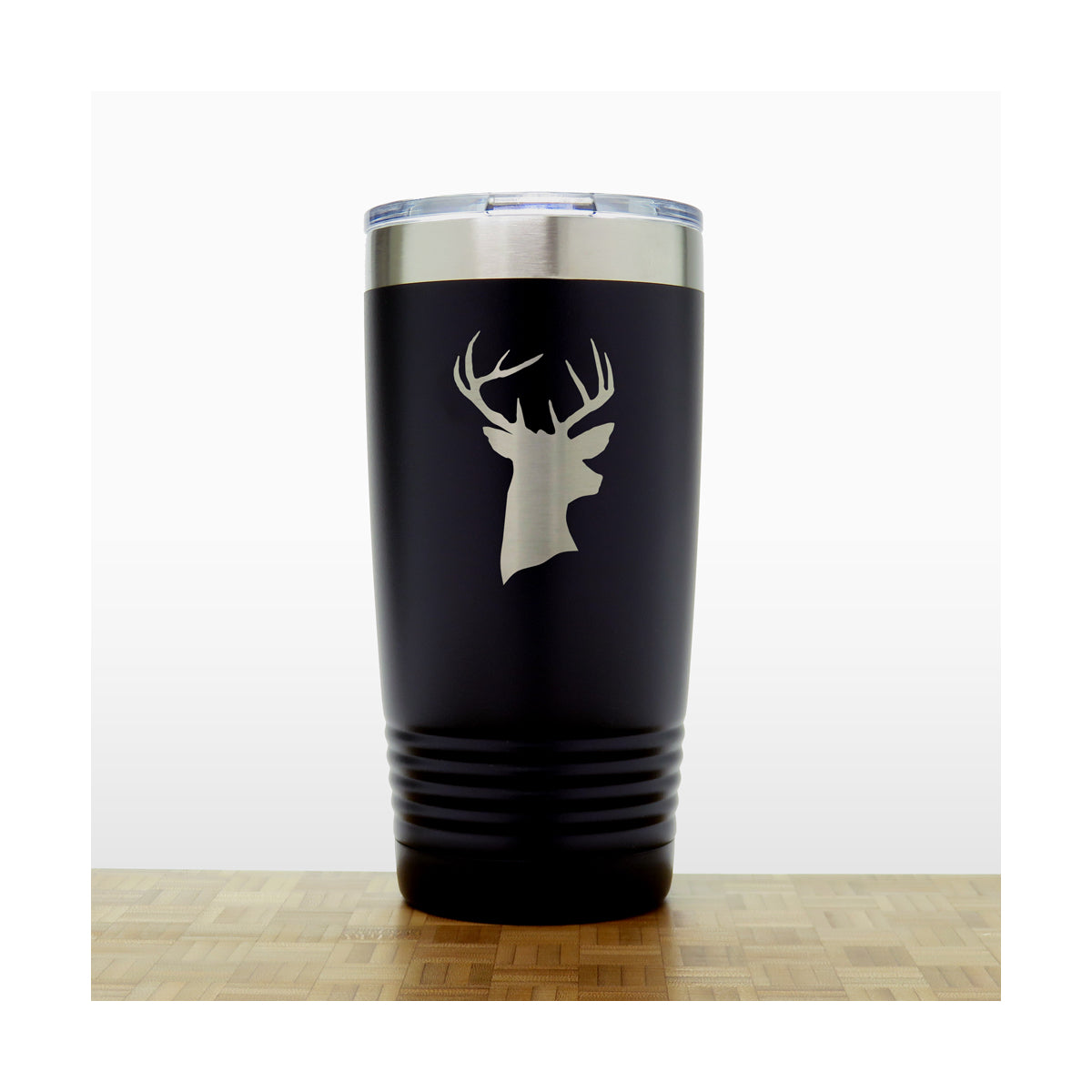 Black - Deer_Head - 20 oz Insulated Tumbler - Copyright Hues in Glass